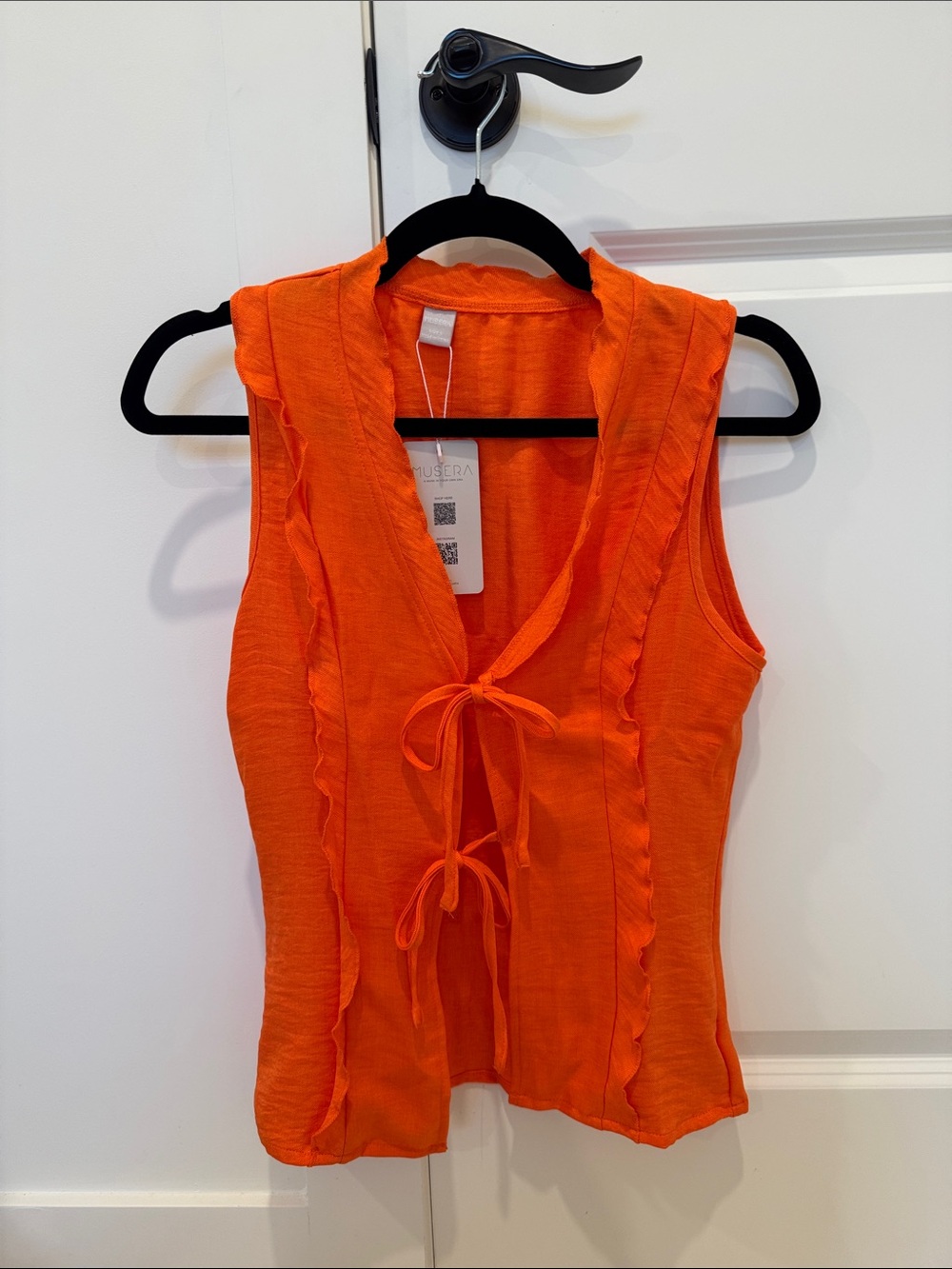 NWT Orange Ruffle Tie-Front Camisole